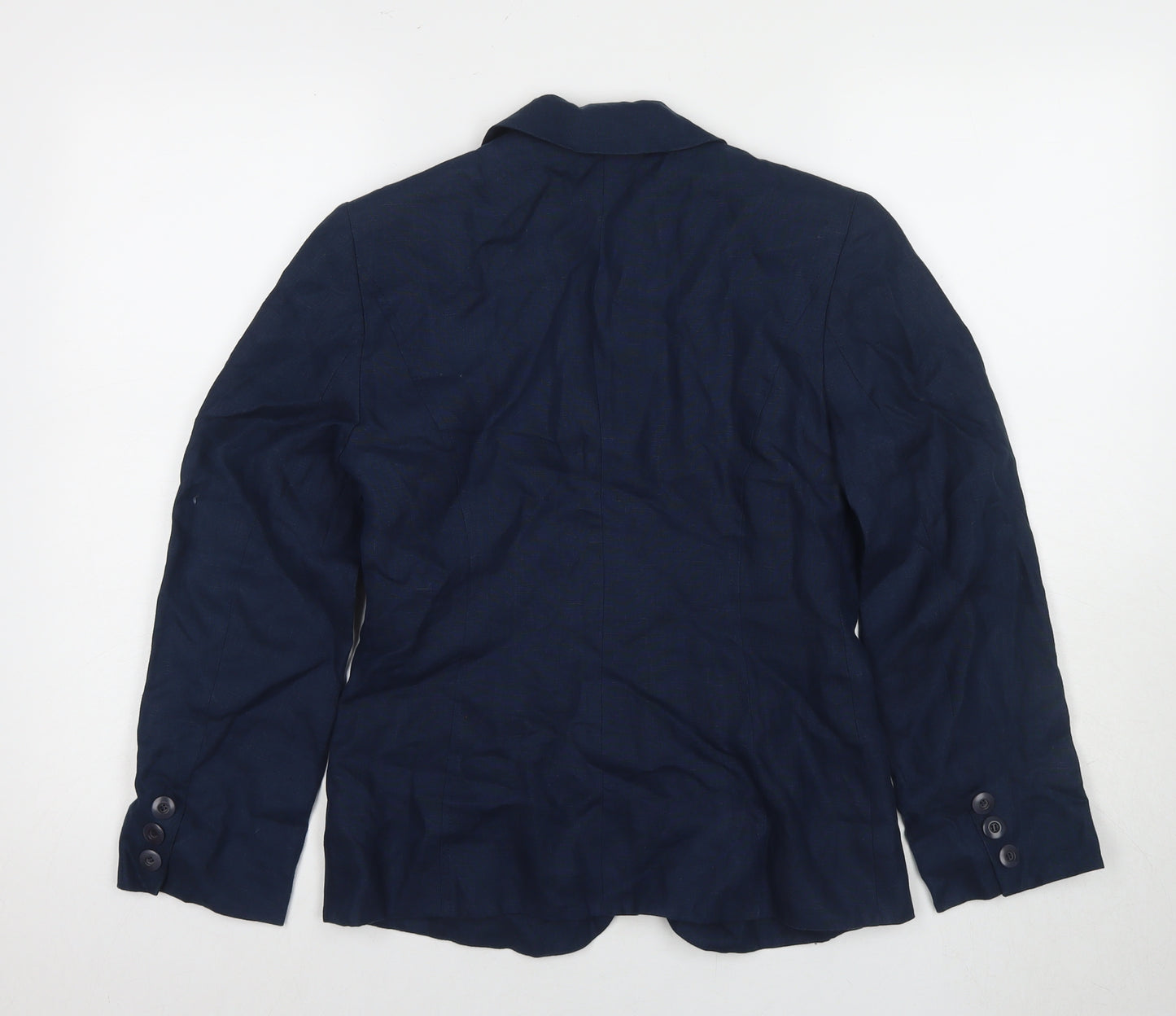 Hobbs Women's Blue Linen Blazer Size 8 Button Casual