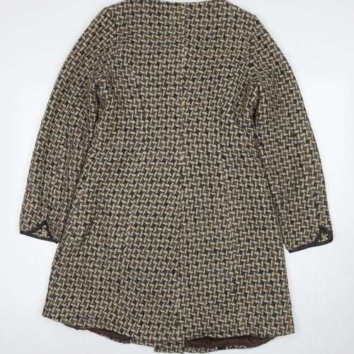 EXQUISS'S Women's Multicoloured Pea Coat, Size L, Geometric