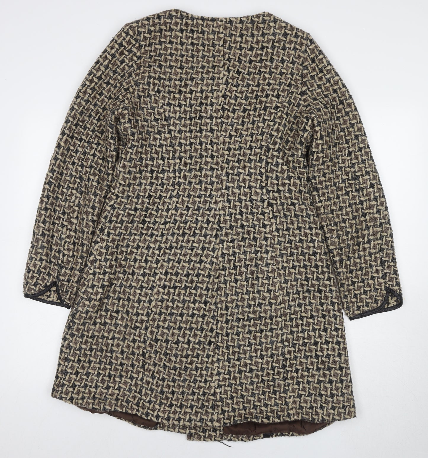 EXQUISS'S Women's Multicoloured Pea Coat, Size L, Geometric