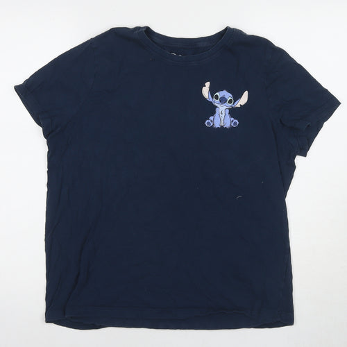 Disney Women's Blue L T-Shirt, Cartoon Style