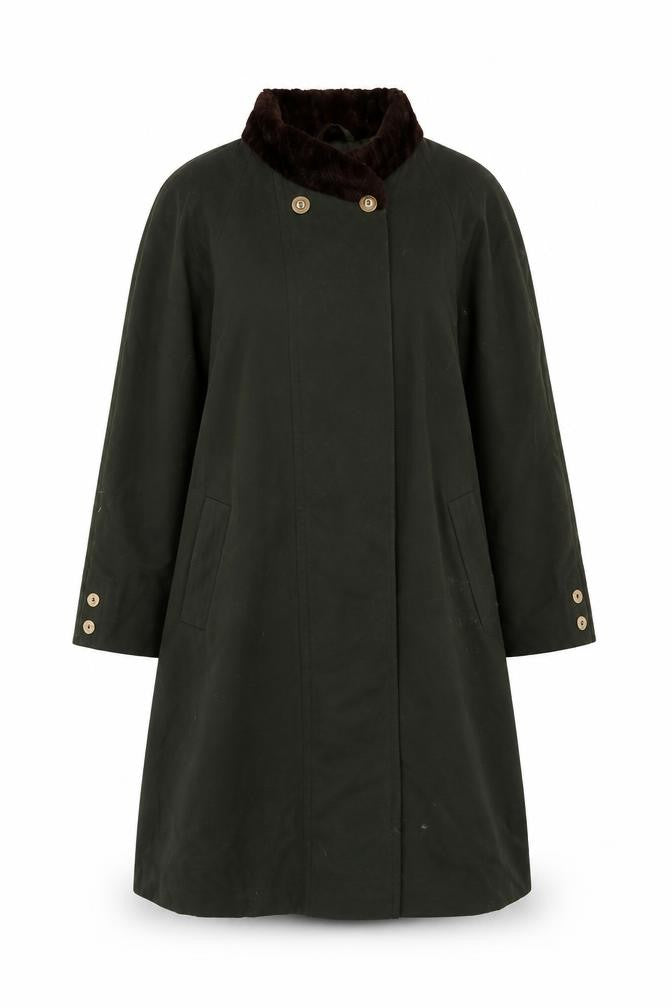 Front view of Club Line Women's Green Overcoat, size 12, Classic