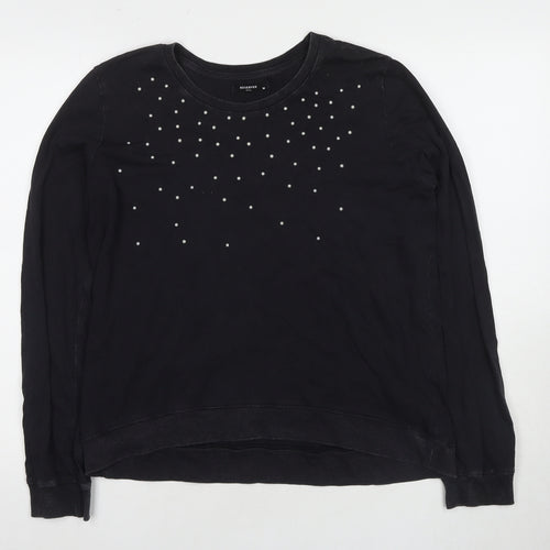 Reserved Women's Black Studded Long Sleeve T-Shirt M