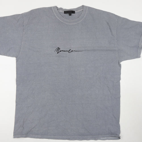 Mennace Grey Crew Neck Logo T-Shirt for Men Size L