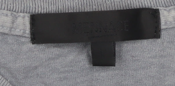 Mennace Grey Crew Neck Logo T-Shirt for Men Size L