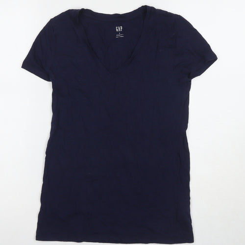 Gap Women's Blue V-Neck T-Shirt in Size S