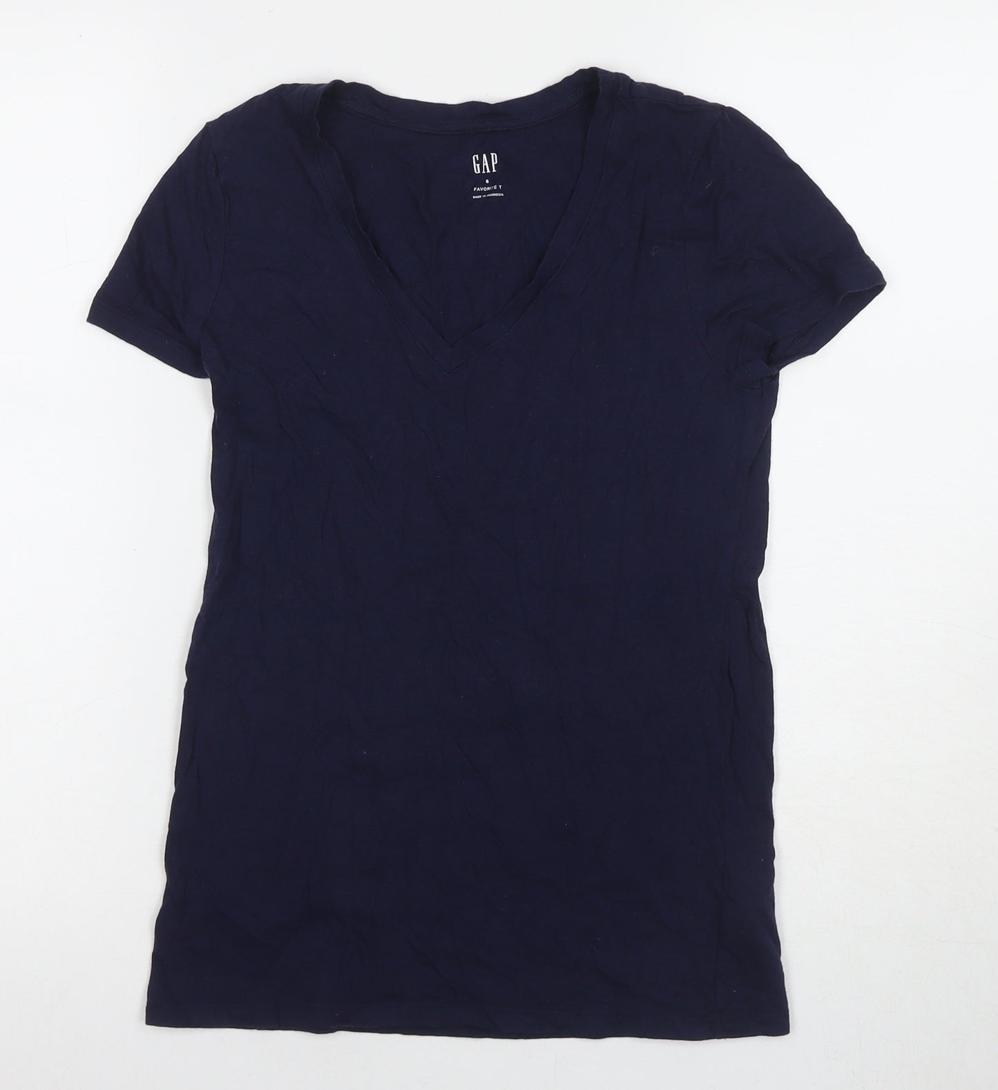 Gap Women's Blue V-Neck T-Shirt in Size S