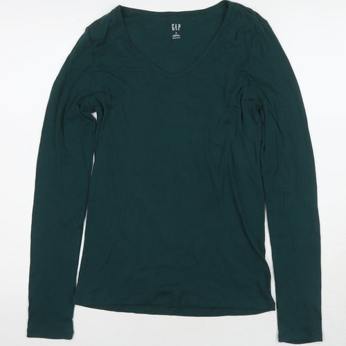 GAP Women's Green Long Sleeve V-Neck T-Shirt