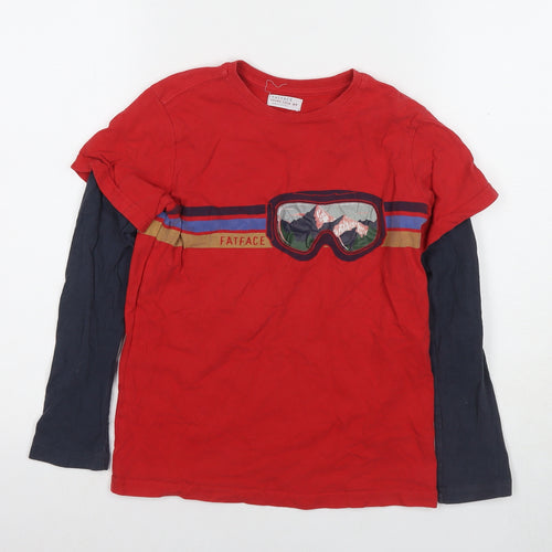 FatFace Boys Red Skiing Long Sleeve T-Shirt 8-9 Years