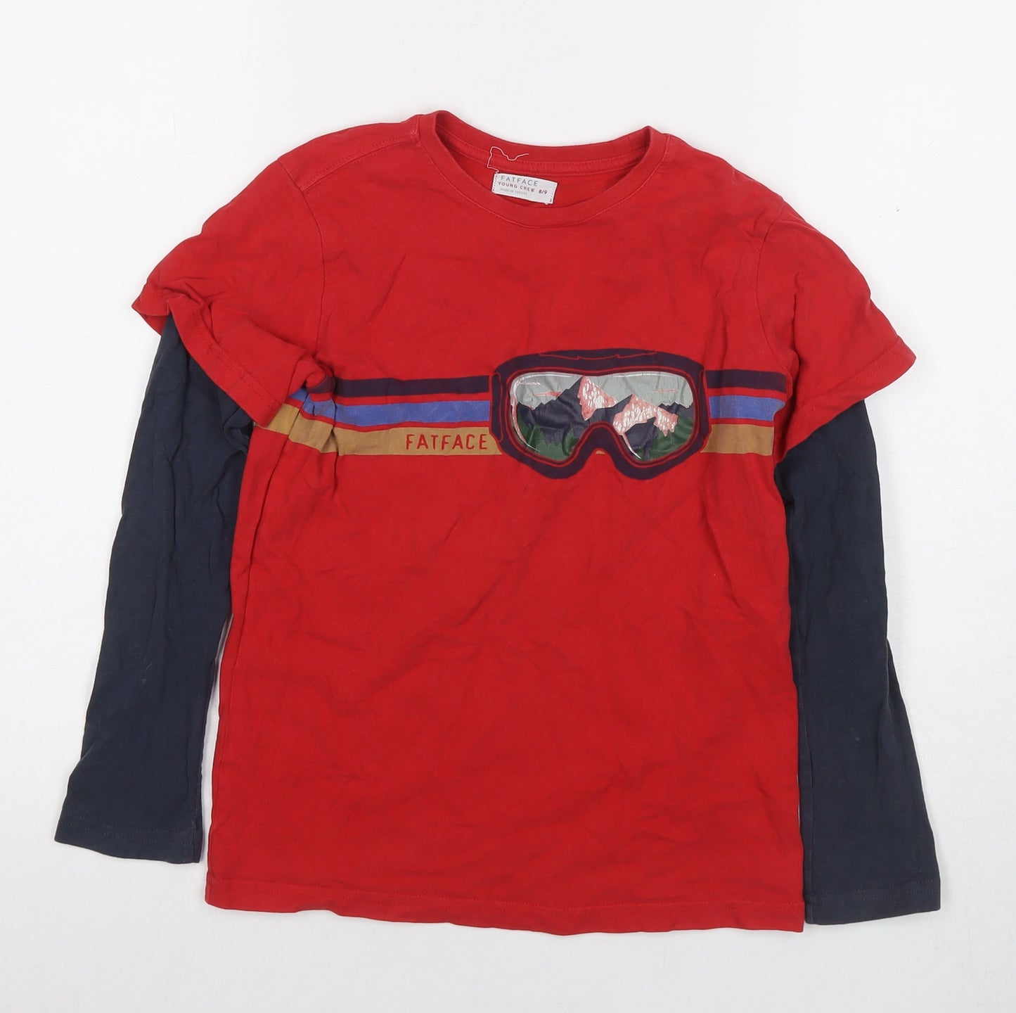 FatFace Boys Red Skiing Long Sleeve T-Shirt 8-9 Years