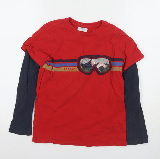 FatFace Boys Red Skiing Long Sleeve T-Shirt 8-9 Years