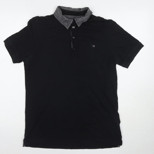 Diesel Men's Black Polo Shirt, M, Cotton, Casual