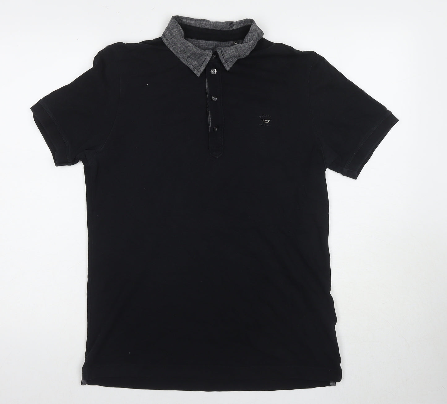 Diesel Men's Black Polo Shirt, M, Cotton, Casual