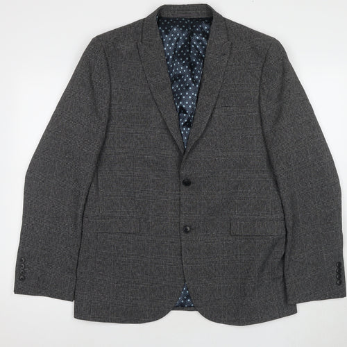 Next Men's Grey Check Blazer, Size 42R, Two-Button