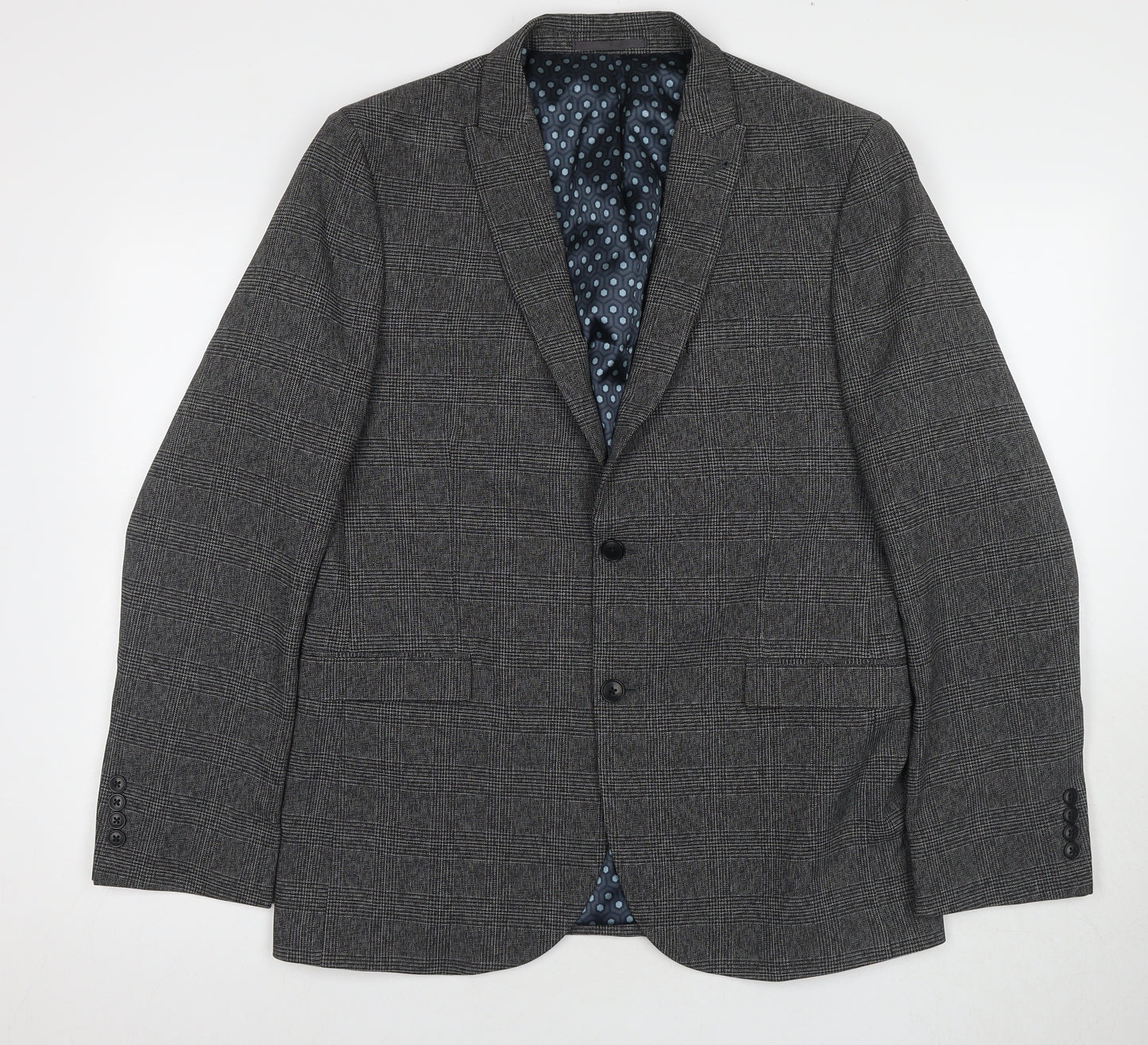 Next Men's Grey Check Blazer, Size 42R, Two-Button