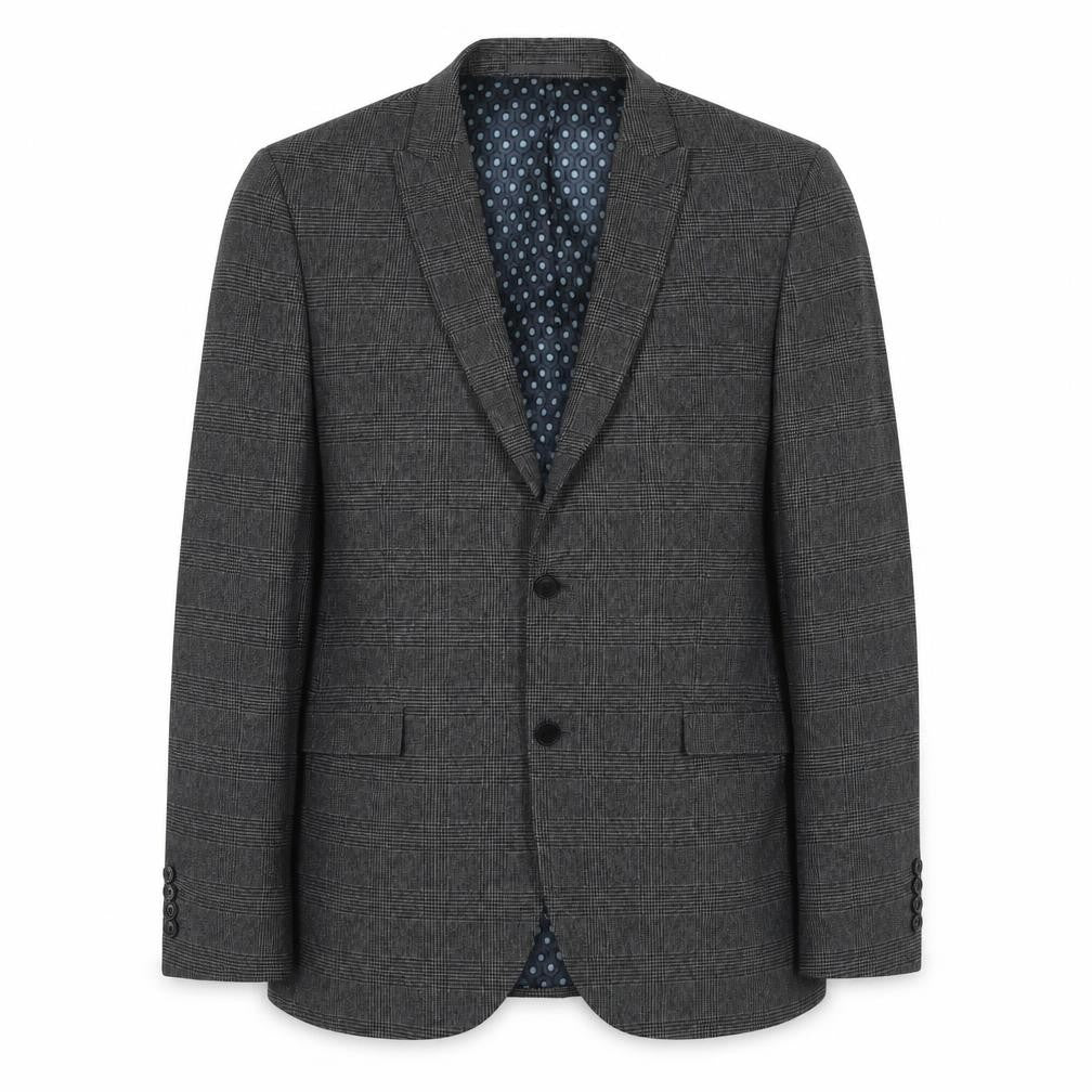 Front view of Next Men's Grey Check Blazer, size 42R, Two-Button