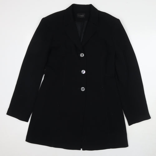 Linea Women's Black Mid-Length Coat, Size 10, Button Accent