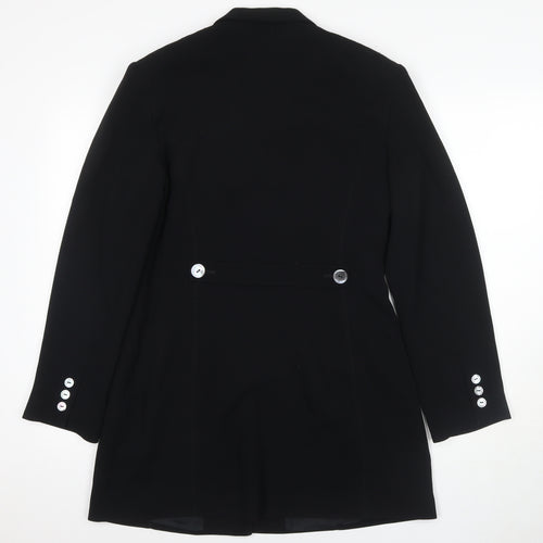 Linea Women's Black Mid-Length Coat, Size 10, Button Accent