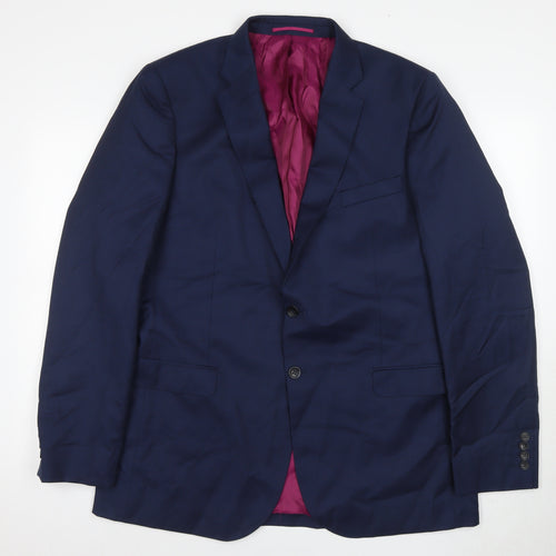Savoy Taylors Guild Men's Blue Wool Blazer 44 Long