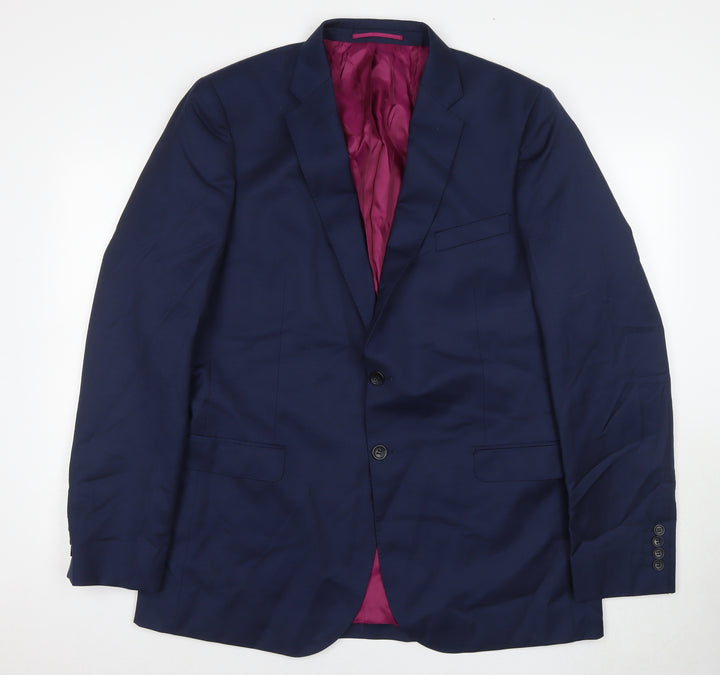 Savoy Taylors Guild Men's Blue Wool Blazer 44 Long