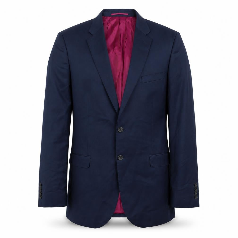 Front view of Savoy Taylors Guild Men's Blue Wool Blazer 44 Long