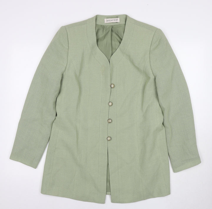 Jacques Vert Women's Green Blazer Size 14 Button Formal