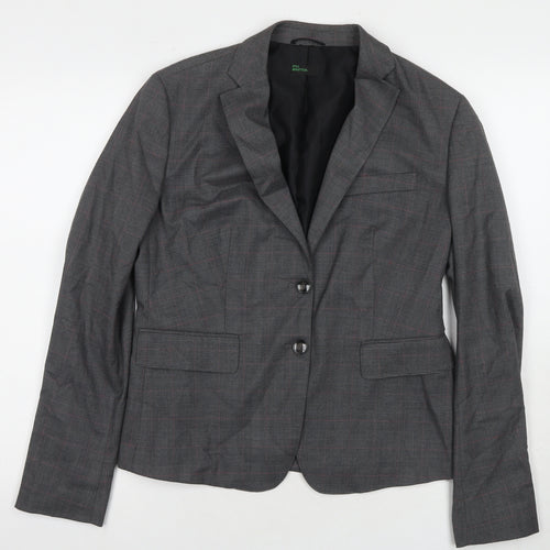 United Colors of Benetton Women's Grey Wool Blend Blazer Jacket Size 18