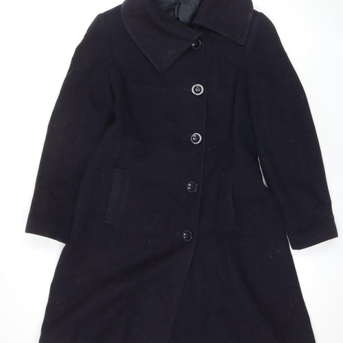 Laura Ashley Women's Black Wool Overcoat Size 12