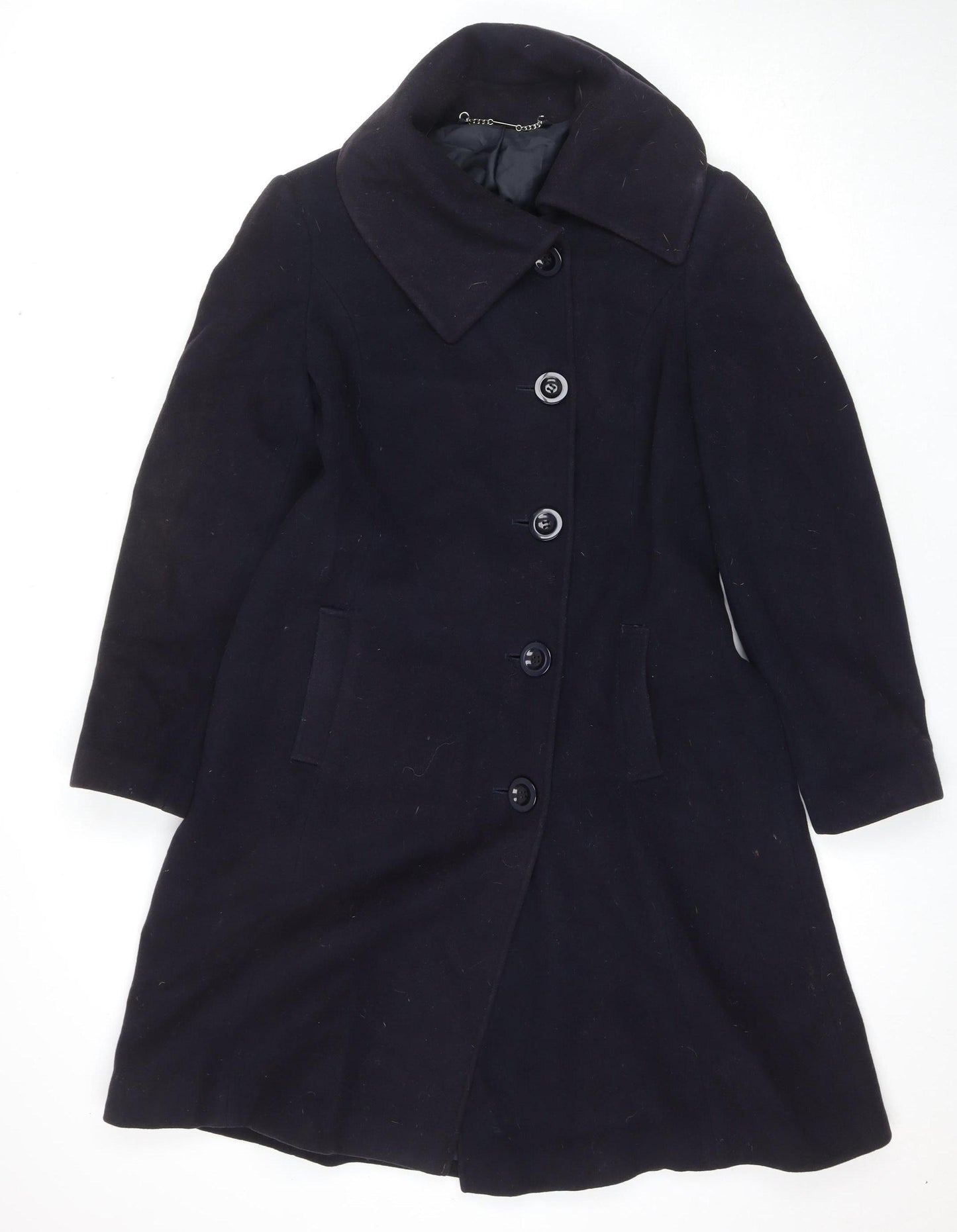 Laura Ashley Women's Black Wool Overcoat Size 12