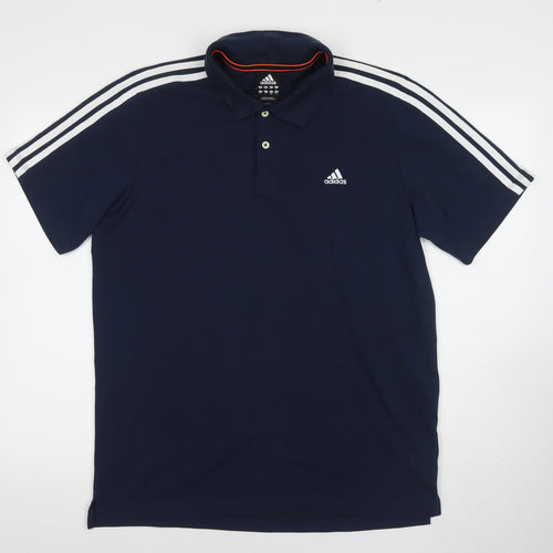 Adidas Men's Blue Polo Shirt, L, Short Sleeve, Sporty