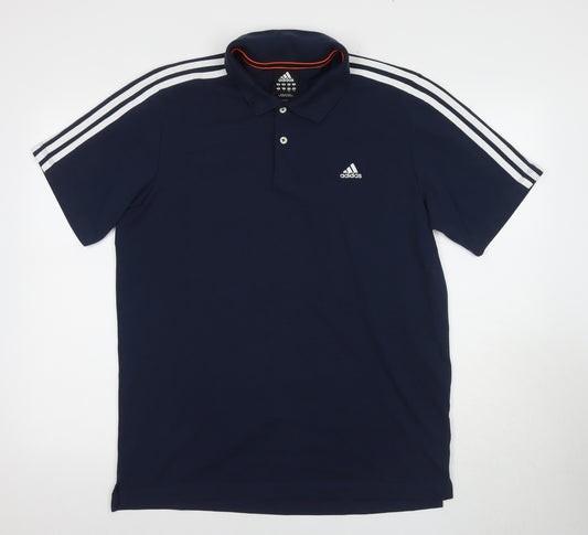 Adidas Men's Blue Polo Shirt, L, Short Sleeve, Sporty