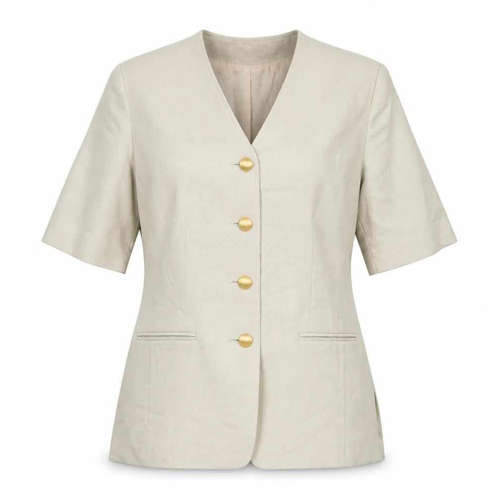 Front view of Viyella Women's Beige Classic Blazer, size 12