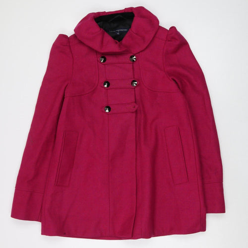 French Connection Women's Pink Wool Coat Size 10