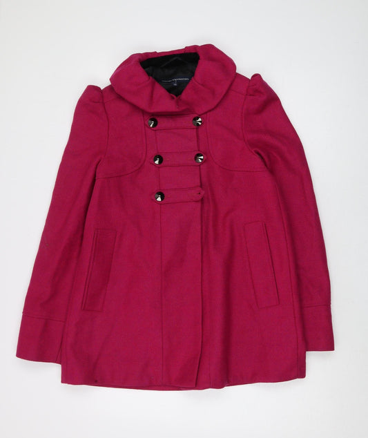 French Connection Women's Pink Wool Coat Size 10