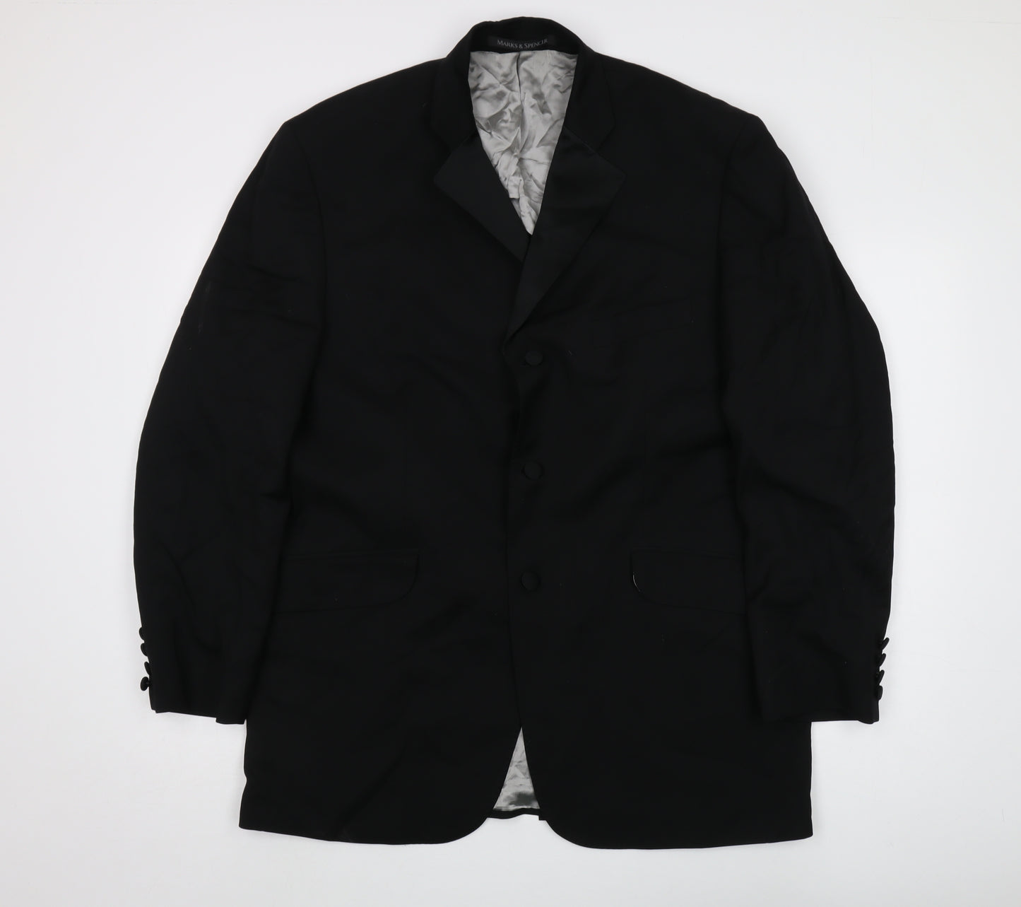 Marks & Spencer Men's Black Wool Blazer, Size M, Formal