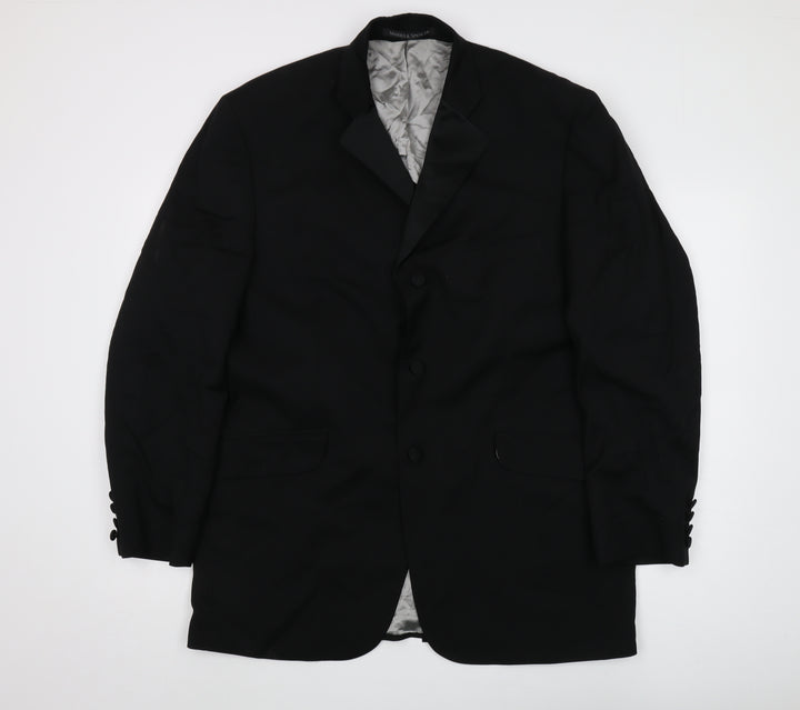 Marks & Spencer Men's Black Wool Blazer, Size M, Formal