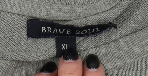 Brave Soul Men's Grey XL Pullover Jumper