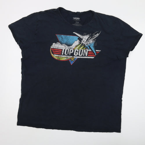 Top Gun Men's Black Graphic T-Shirt, L, Movie Theme