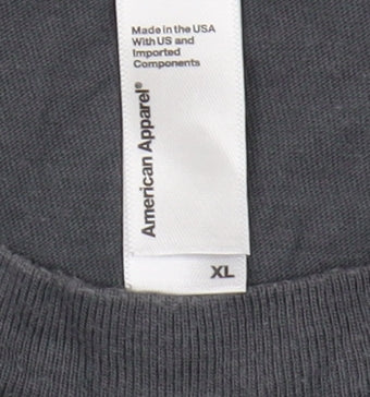 American Apparel Men's Grey Graphic Print T-Shirt XL