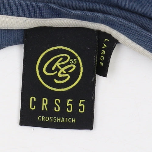 Crosshatch Men's Blue Crew Neck T-Shirt, Size L