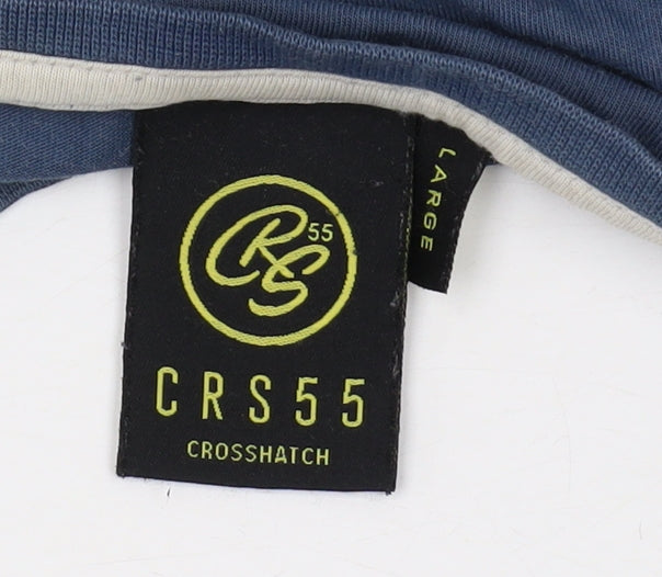 Crosshatch Men's Blue Crew Neck T-Shirt, Size L