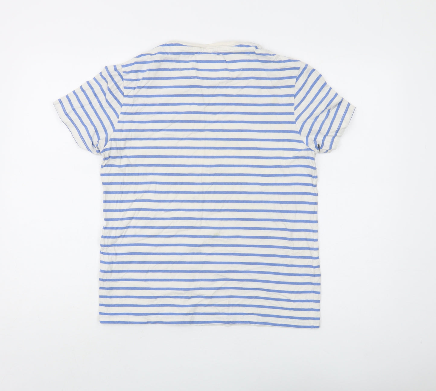 Lyle & Scott Men's Blue Striped Logo T-Shirt Size S