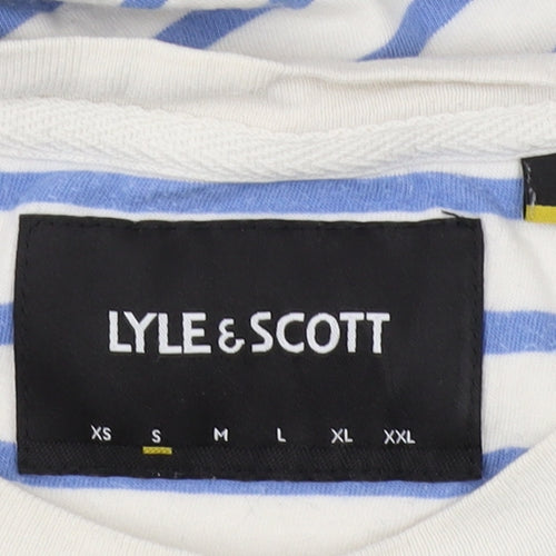 Lyle & Scott Men's Blue Striped Logo T-Shirt Size S