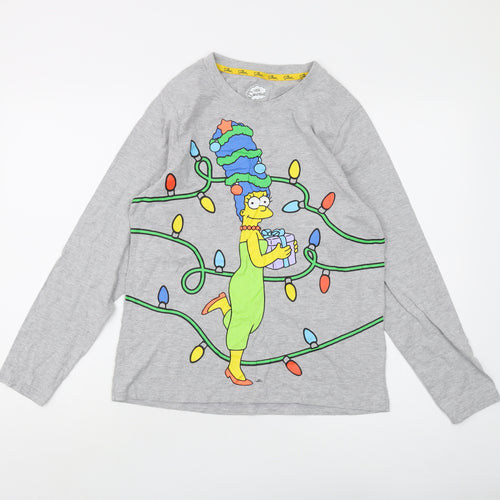 The Simpsons Grey Jersey T-Shirt XS Long Sleeve Christmas