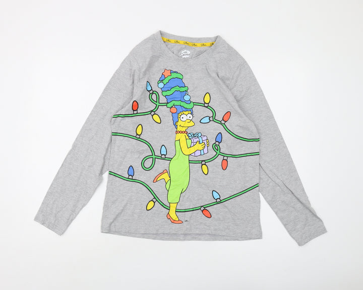 The Simpsons Grey Jersey T-Shirt XS Long Sleeve Christmas