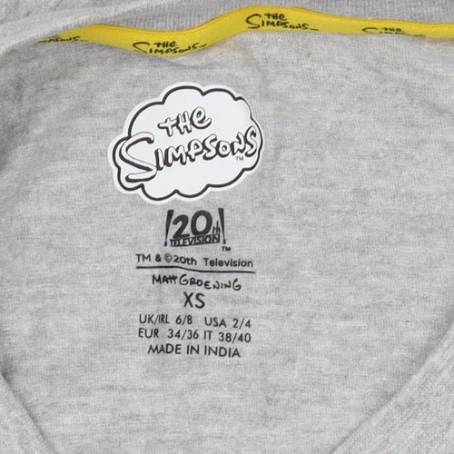 The Simpsons Grey Jersey T-Shirt XS Long Sleeve Christmas