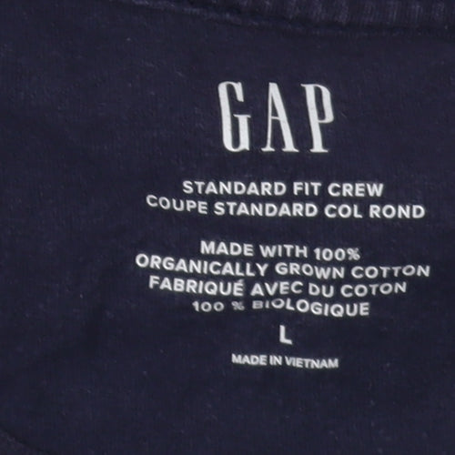 GAP Men's Blue Crew Neck T-Shirt - Size L