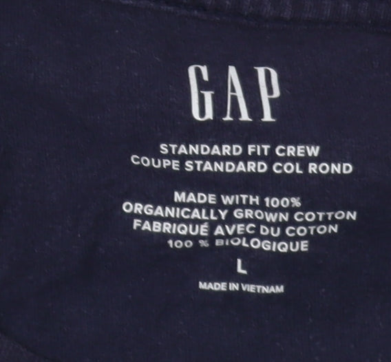 GAP Men's Blue Crew Neck T-Shirt - Size L