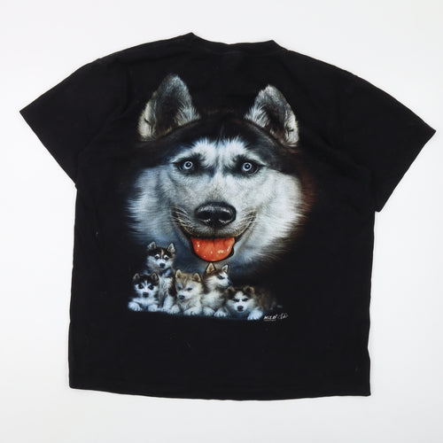Wild Men's Black Animal Print Graphic T-Shirt L