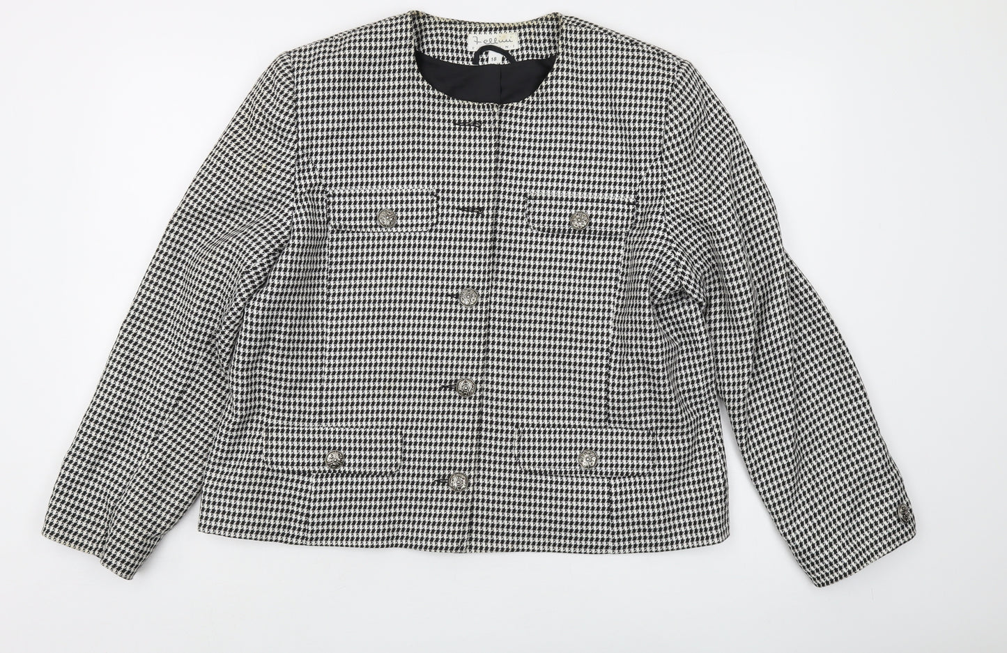 Fellini Women's Black Houndstooth Suit Jacket Size 18