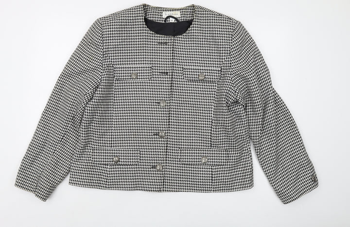 Fellini Women's Black Houndstooth Suit Jacket Size 18